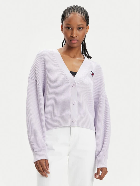 Zdjęcie produktu Tommy Jeans Kardigan Essential DW0DW17253 Fioletowy Relaxed Fit