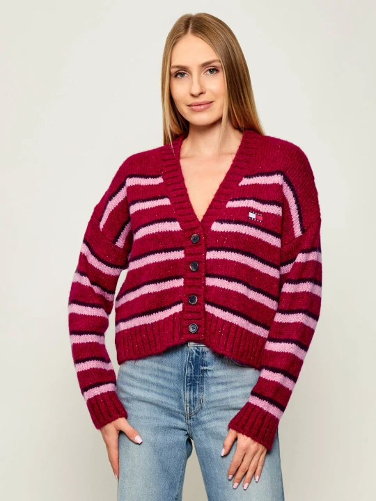Zdjęcie produktu Tommy Jeans Kardigan | Loose fit | z dodatkiem wełny bordowy