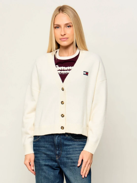 Zdjęcie produktu Tommy Jeans Kardigan | Relaxed fit | z dodatkiem wełny ecru