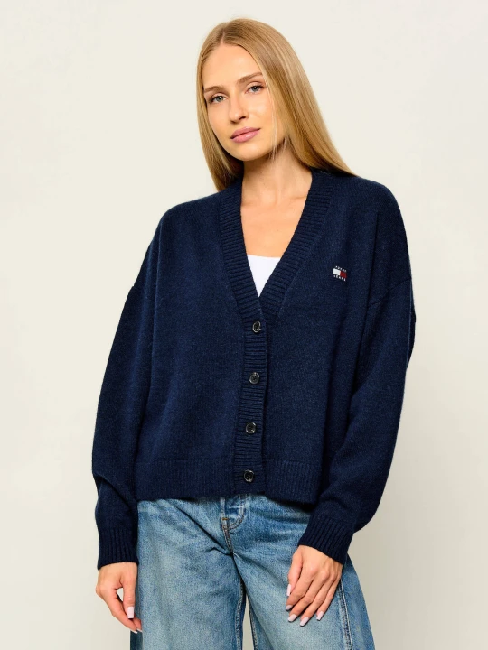 Zdjęcie produktu Tommy Jeans Kardigan | Relaxed fit | z dodatkiem wełny granatowy