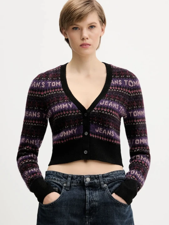 Zdjęcie produktu Tommy Jeans kardigan z domieszką wełny czarny