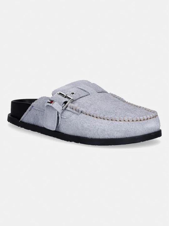 Zdjęcie produktu Tommy Jeans klapki mules damskie zamszowe TJW COMFORT SUEDE MULE niebieski