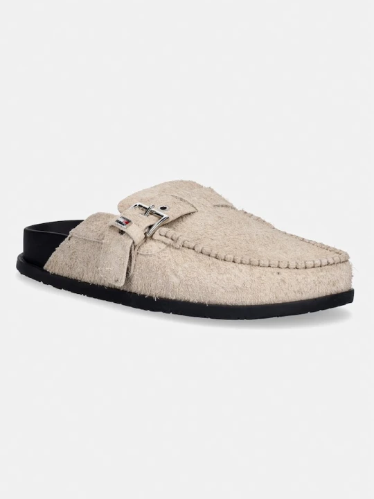 Zdjęcie produktu Tommy Jeans klapki mules damskie zamszowe TJW COMFORT SUEDE MULE beżowy