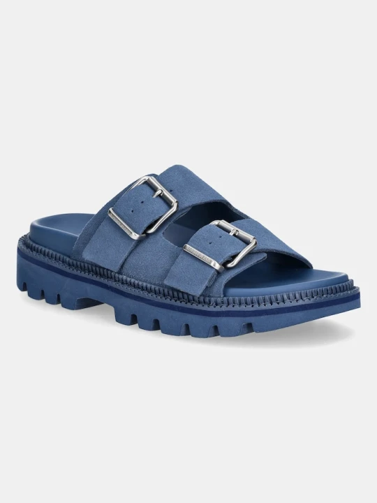 Zdjęcie produktu Tommy Jeans klapki zamszowe DOUBLE STRAP SANDAL SUEDE niebieski