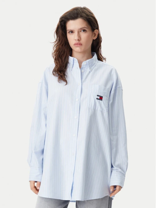 Zdjęcie produktu Tommy Jeans Koszula Badge DW0DW20289 Błękitny Oversize Niebieski jasny