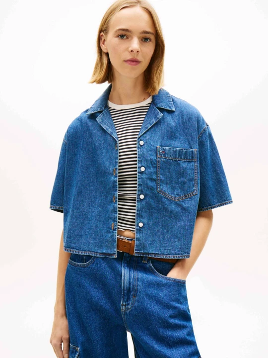 Zdjęcie produktu Tommy Jeans Jeansowa koszula Chambray | Loose fit granatowy
