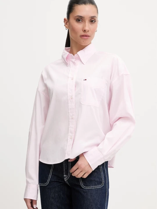 Zdjęcie produktu Tommy Jeans koszula damska bawełniana różowy