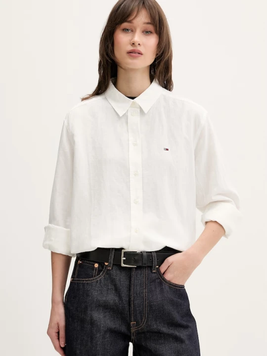Zdjęcie produktu Tommy Jeans koszula damska z lnem beżowy