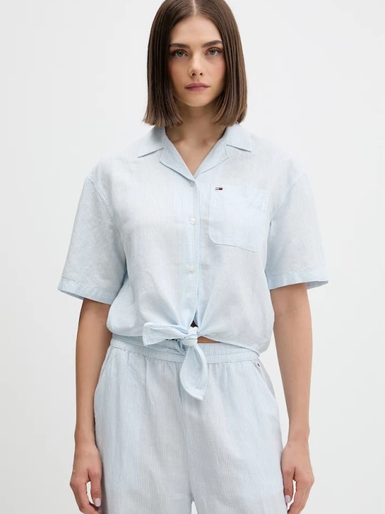 Zdjęcie produktu Tommy Jeans koszula damska z lnem niebieski