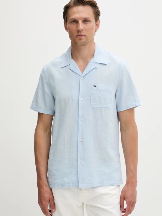 Zdjęcie produktu Tommy Jeans koszula męska z lnem niebieski