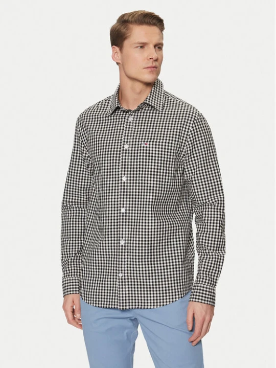Zdjęcie produktu Tommy Jeans Koszula Poplin Check DM0DM21115 Czarny Regular Fit