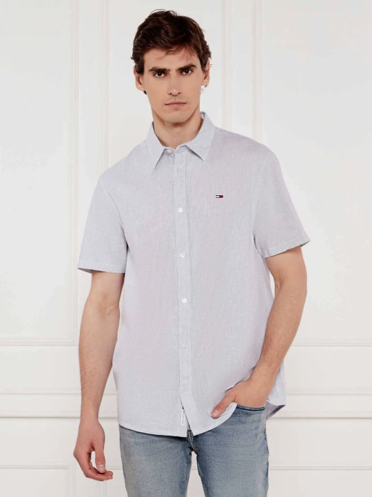 Zdjęcie produktu Tommy Jeans Koszula | Regular Fit | z dodatkiem lnu błękitny