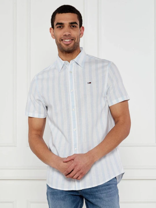 Zdjęcie produktu Tommy Jeans Koszula | Regular Fit | z dodatkiem lnu błękitny