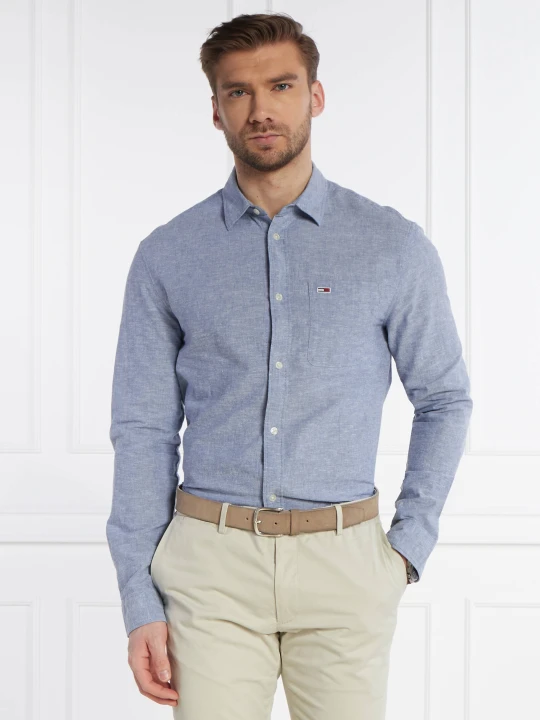 Zdjęcie produktu Tommy Jeans Koszula | Regular Fit | z dodatkiem lnu błękitny