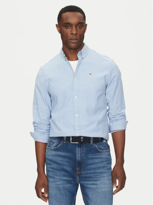 Zdjęcie produktu Tommy Jeans Koszula Stretch Oxford DM0DM09594 Błękitny Slim Fit Niebieski jasny