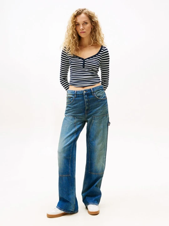 Zdjęcie produktu TOMMY JEANS Koszulka w kolorze granatowo-białym rozmiar: S