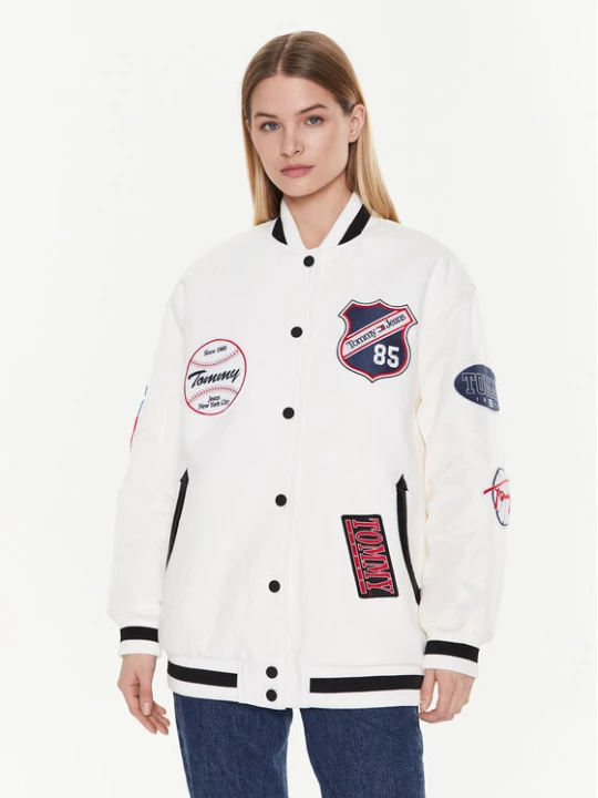 Zdjęcie produktu Tommy Jeans Kurtka bomber Letterman DW0DW14940 Biały Oversize