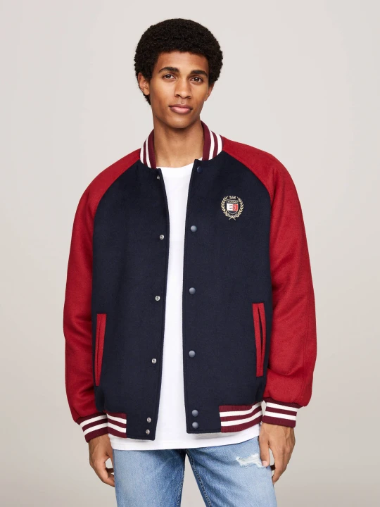 Zdjęcie produktu Tommy Jeans Kurtka bomber | Regular Fit | z dodatkiem wełny granatowy