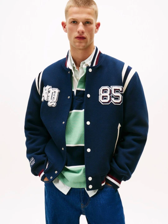 Zdjęcie produktu Tommy Jeans Kurtka bomber VARSITY | Regular Fit | z dodatkiem wełny granatowy
