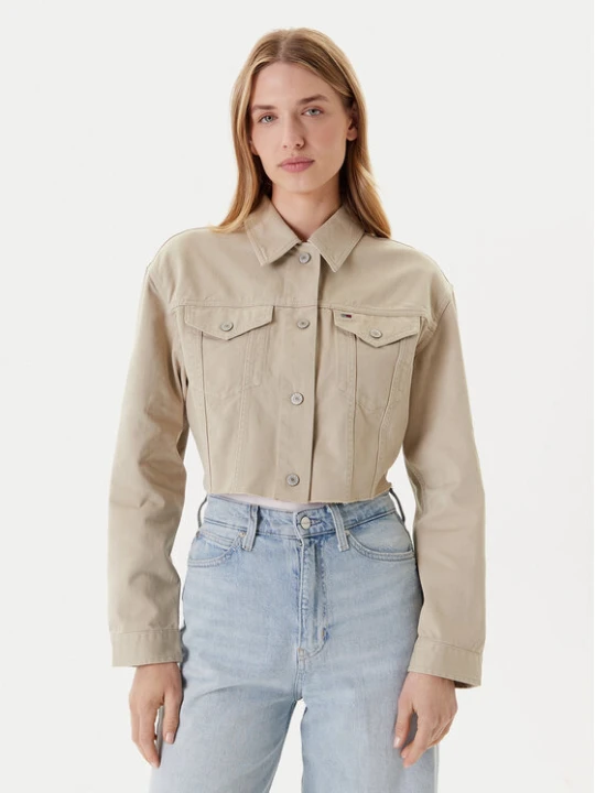 Zdjęcie produktu Tommy Jeans Kurtka jeansowa Flag DW0DW21431 Beżowy Regular Fit