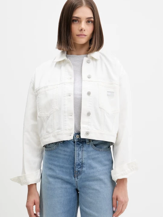 Zdjęcie produktu Tommy Jeans kurtka przejściowa damska bawełniana biały
