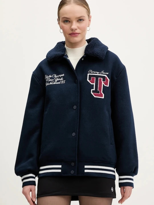 Zdjęcie produktu Tommy Jeans kurtka z dodatkiem wełny granatowy