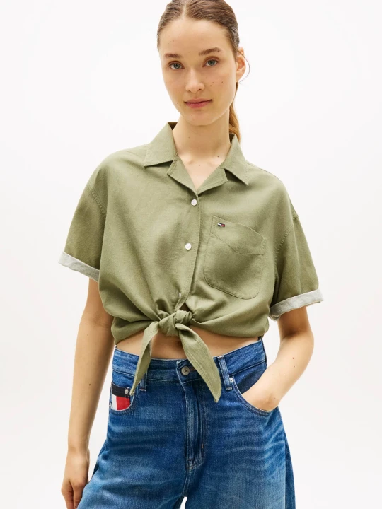 Zdjęcie produktu Tommy Jeans Lniana koszula | Cropped Fit zielony