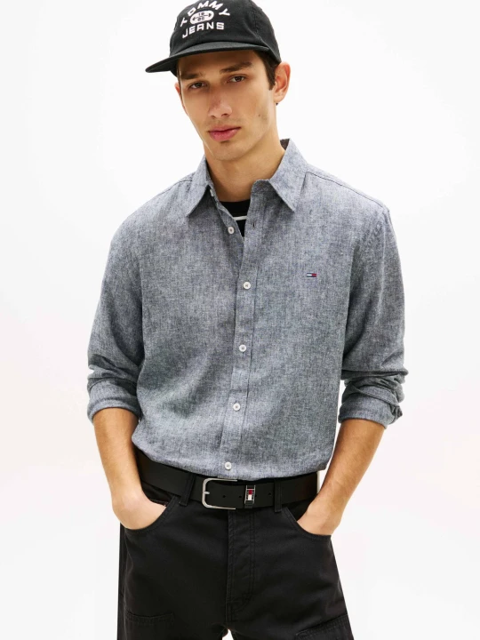 Zdjęcie produktu Tommy Jeans Lniana koszula | Regular Fit granatowy