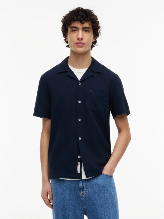 Zdjęcie produktu Tommy Jeans Lniana koszula | Regular Fit granatowy