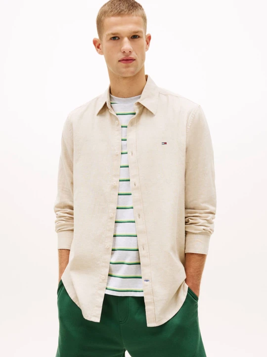 Zdjęcie produktu Tommy Jeans Lniana koszula | Regular Fit beżowy