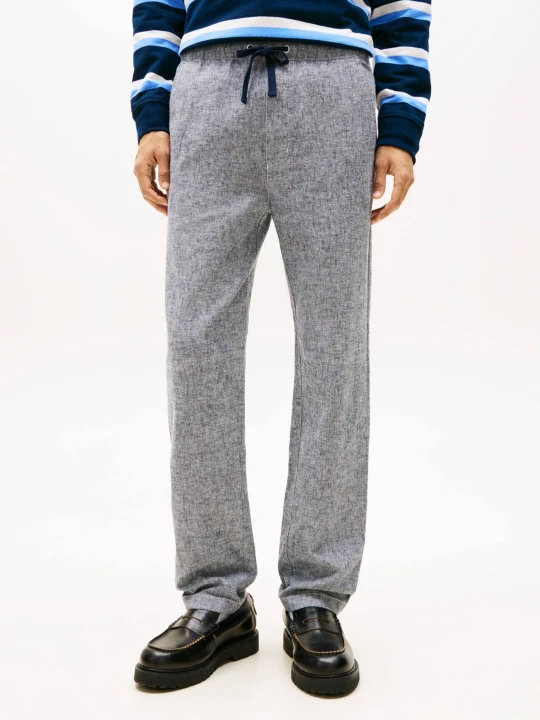 Zdjęcie produktu Tommy Jeans Lniane spodnie chino SONNY | Tapered fit granatowy