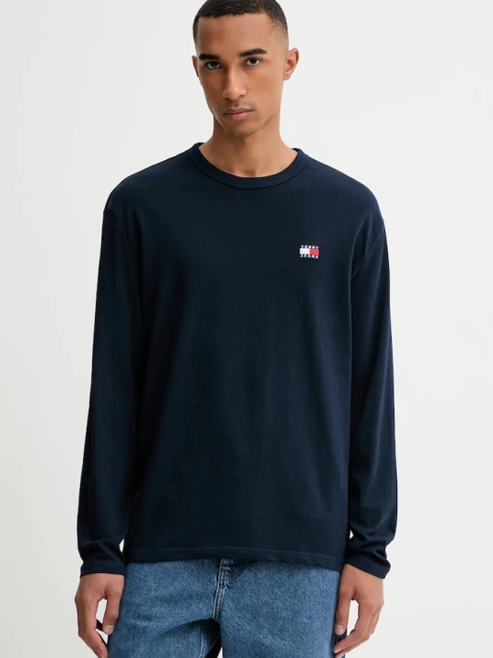 Zdjęcie produktu Tommy Jeans longsleeve męski bawełniany granatowy