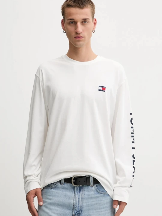 Zdjęcie produktu Tommy Jeans longsleeve bawełniany beżowy