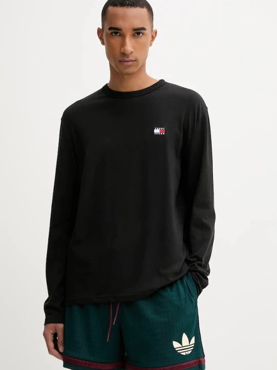 Zdjęcie produktu Tommy Jeans longsleeve męski bawełniany czarny
