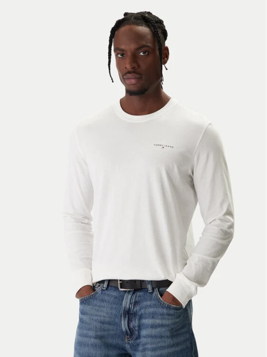 Zdjęcie produktu Tommy Jeans Longsleeve Chest Linear DM0DM21594 Écru Regular Fit Kremowy