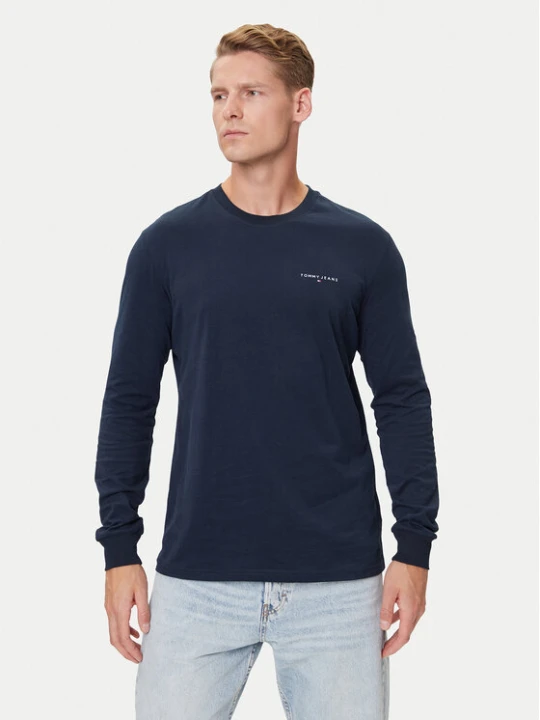 Zdjęcie produktu Tommy Jeans Longsleeve Chest Linear DM0DM21594 Granatowy Regular Fit