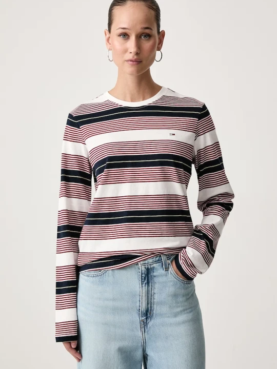 Zdjęcie produktu Tommy Jeans longsleeve damski bawełniany beżowy