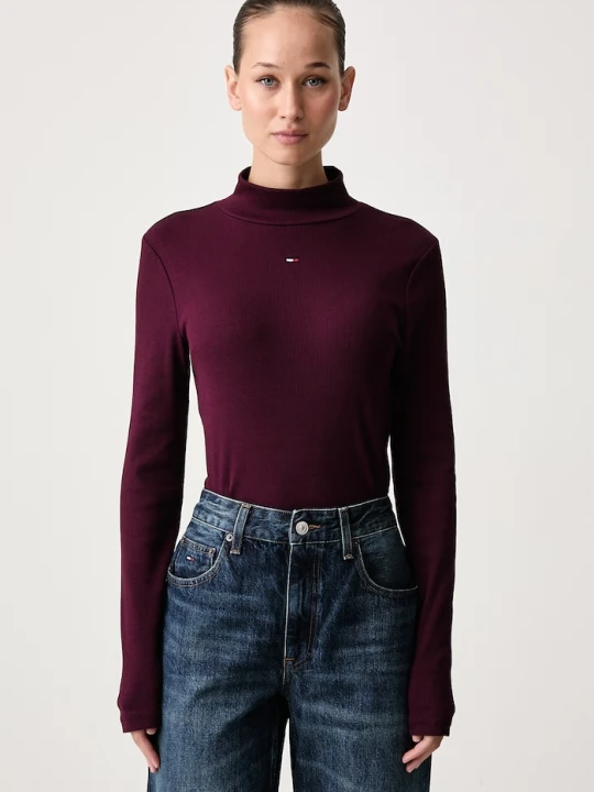 Zdjęcie produktu Tommy Jeans longsleeve damski bawełniany bordowy