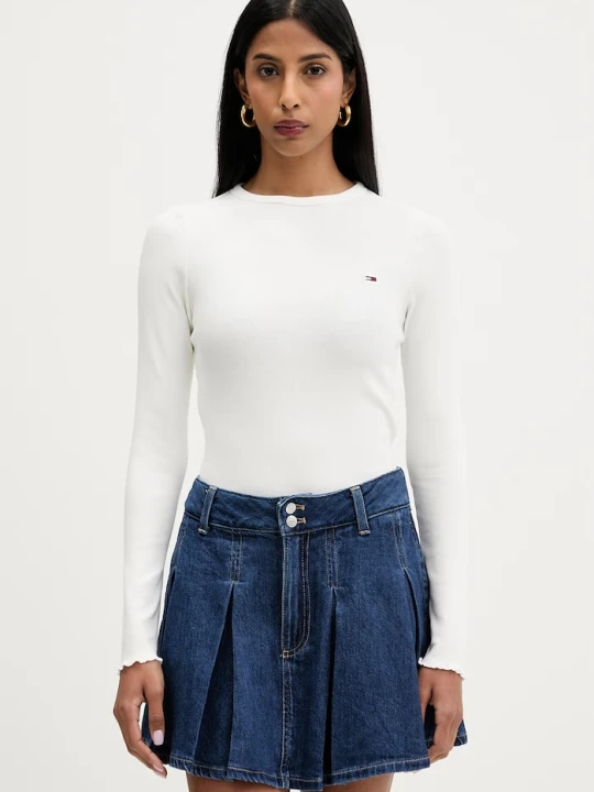 Zdjęcie produktu Tommy Jeans longsleeve damski bawełniany z elastanem beżowy