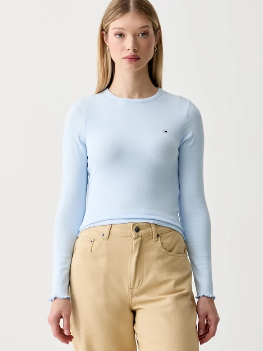 Zdjęcie produktu Tommy Jeans longsleeve damski bawełniany z elastanem niebieski