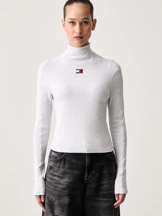 Zdjęcie produktu Tommy Jeans longsleeve damski bawełniany z elastanem szary