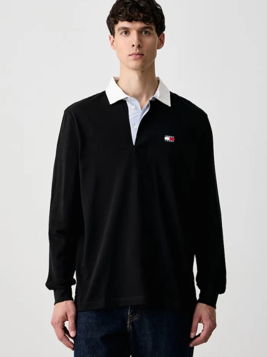 Zdjęcie produktu Tommy Jeans longsleeve męski bawełniany czarny