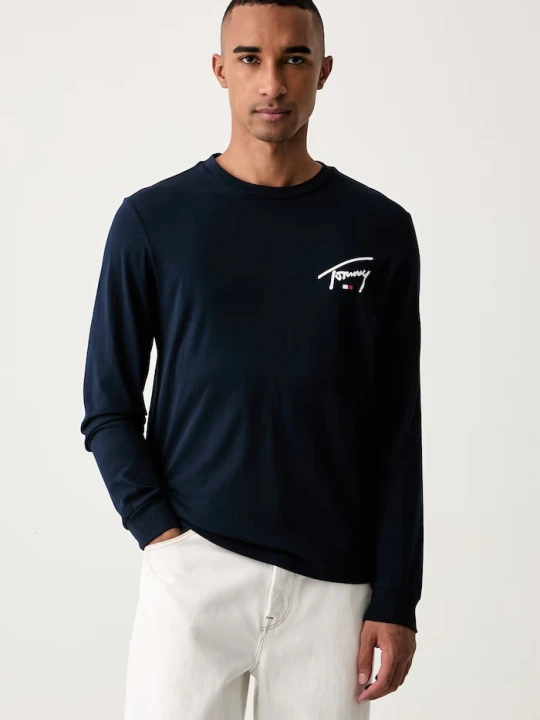 Zdjęcie produktu Tommy Jeans longsleeve męski bawełniany granatowy