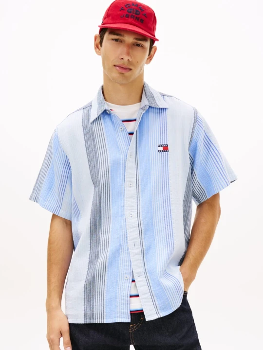 Zdjęcie produktu Tommy Jeans koszula bawełniana Mężczyźni Comfort Fit Bawełna (100%) niebieski