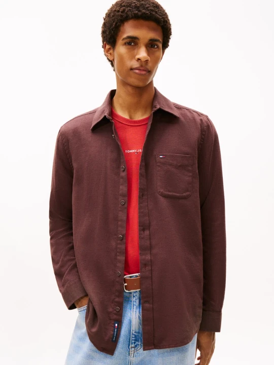 Zdjęcie produktu Tommy Jeans koszula casual Mężczyźni Regular Fit Bawełna brązowy