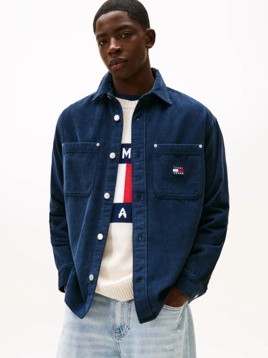 Zdjęcie produktu Tommy Jeans koszula sztruksowa Mężczyźni Comfort Fit Bawełna niebieski