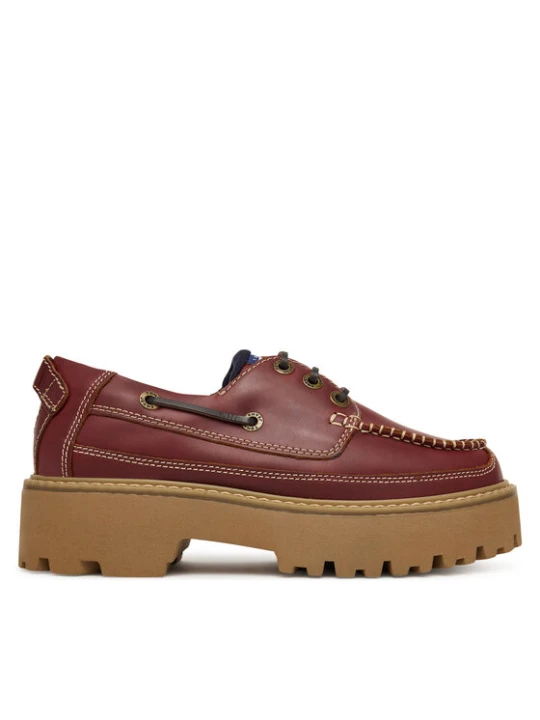 Zdjęcie produktu Tommy Jeans Półbuty Archive '01 Boat Shoe Leather EN0EN03003 Bordowy