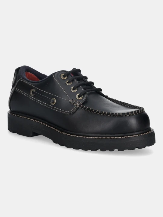 Zdjęcie produktu Tommy Jeans półbuty skórzane ARCHIVE 01 BOAT SHOE LEATHER czarny