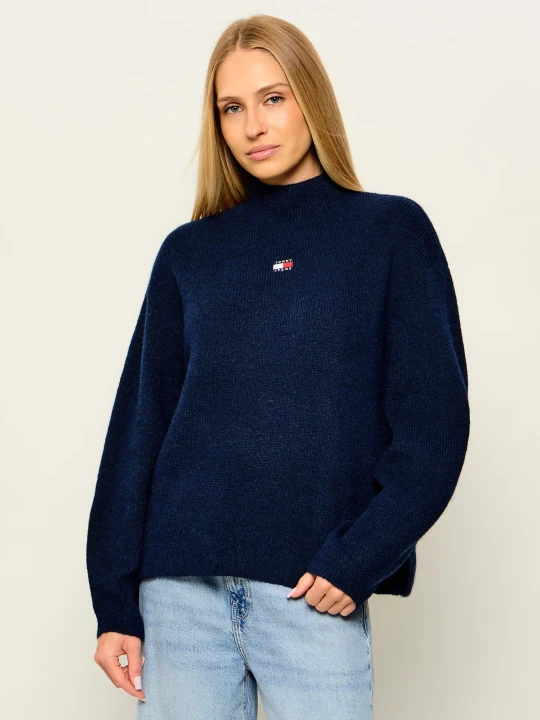 Zdjęcie produktu Tommy Jeans Półgolf Badge | Relaxed fit | z dodatkiem wełny granatowy