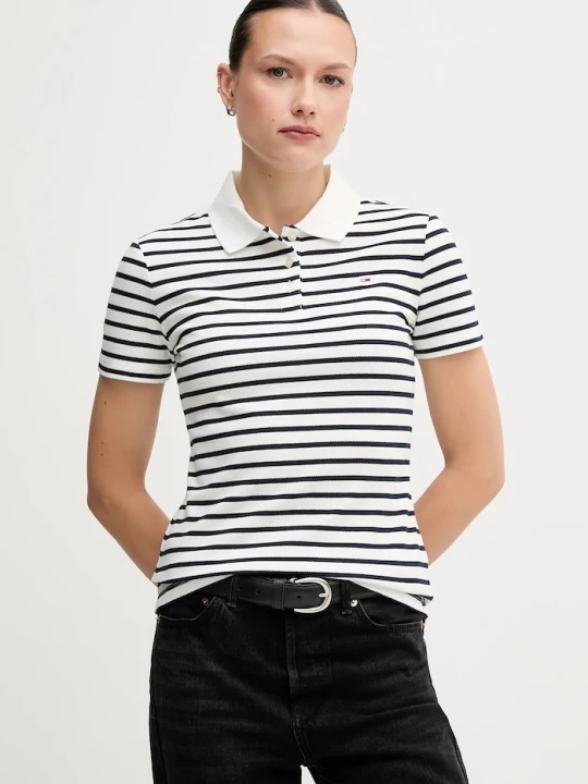 Zdjęcie produktu Tommy Jeans polo damskie bawełniane z elastanem biały